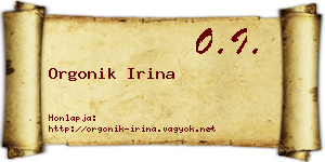 Orgonik Irina névjegykártya